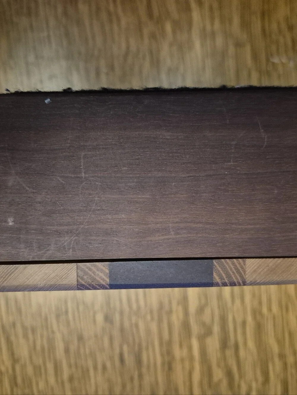 Striped Wooden Walnut Box With Different Wood Inlay. Keepsake, Jewelry, Storage